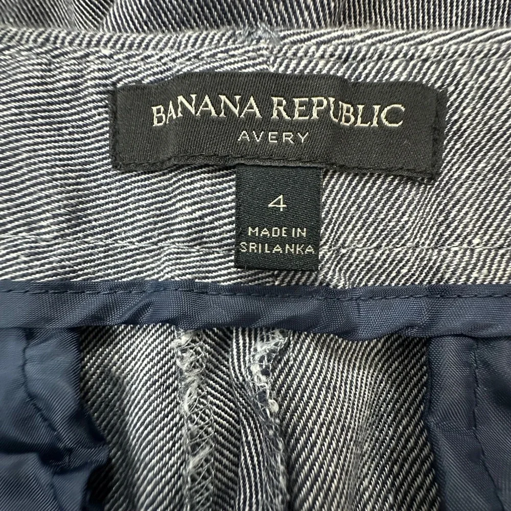Banana Republic Avery Pants Womens 4 Gray Linen Blend Straight Leg Workwear